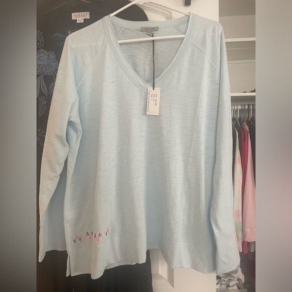 Lisa Todd NWT long sleeve beach tee size Large Ice - Picture 5 of 5